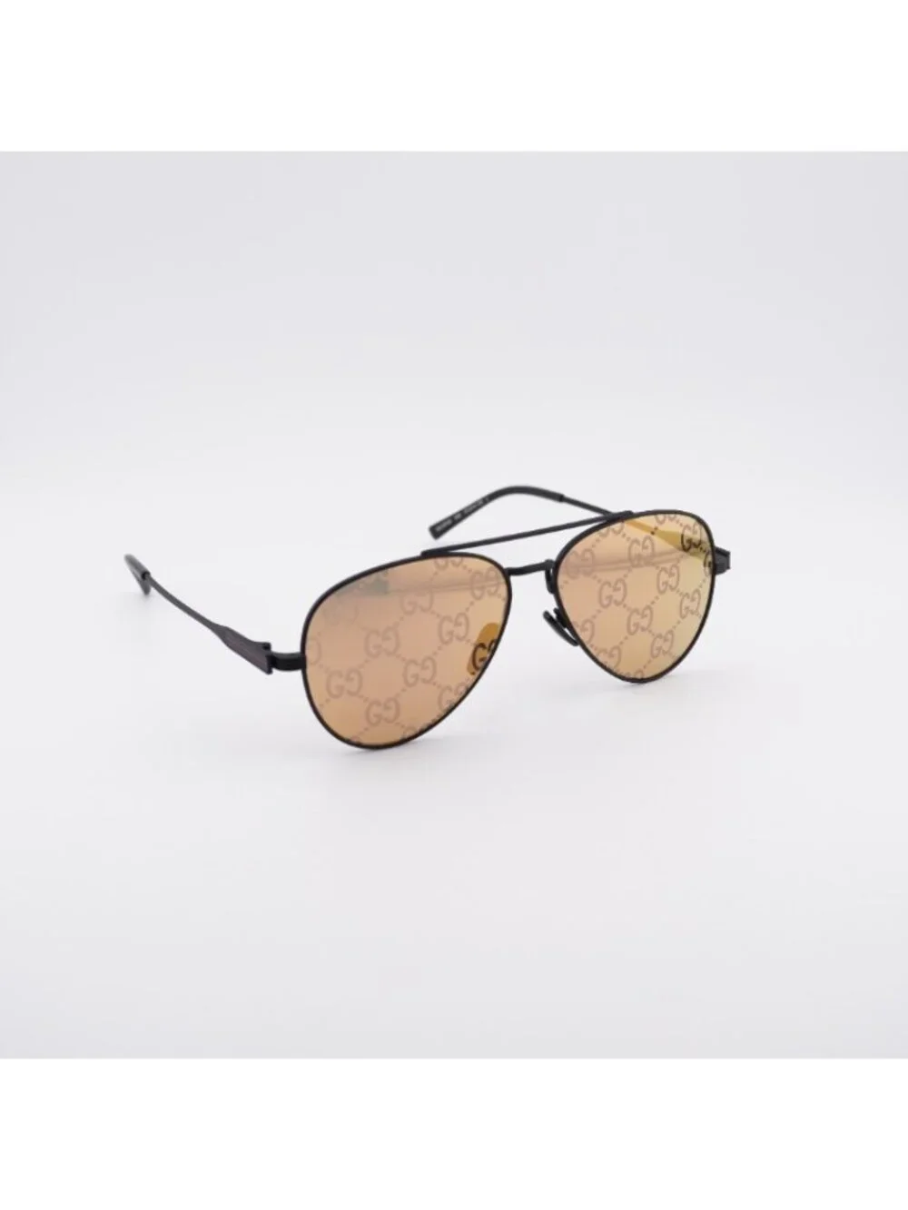 Gucci GG1874S 005 Sunglasses Black Aviator Frame, Orange Mirror with GG Pattern